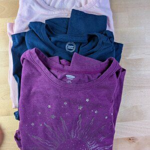 Long sleeve girls t shirts 10-12 blue pink purple